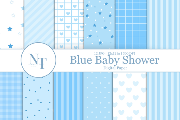 Blue Baby Shower Digital Paper: Your Go-To Design Asset