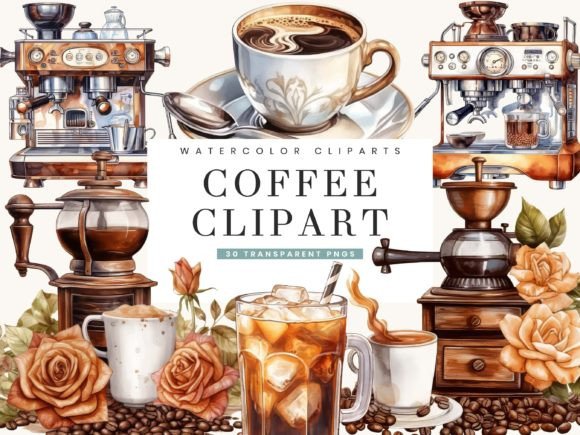 Brew Up Creativity with Watercolor Coffee Clipart