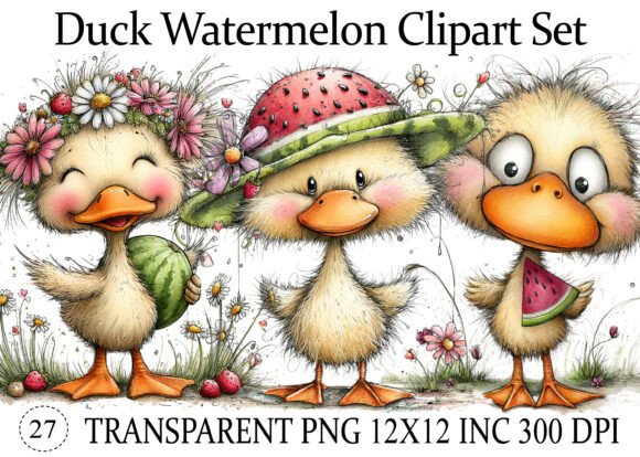 Duck Watermelon PNG Clipart: Vibrant Design Assets
