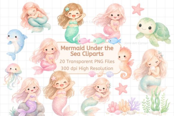 Enchant Your Projects with an Ocean Mermaid Clipart Set