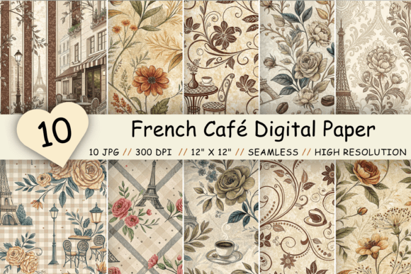 French Café Digital Paper Pack: A Parisian Design Essential