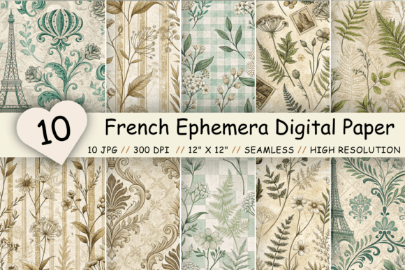 French Ephemera Digital Paper Pack: A Vintage Designer's Toolkit