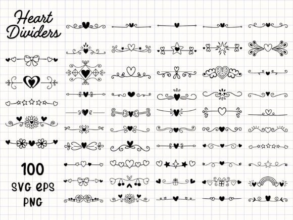 Heart Dividers SVG Clipart: Elegant Borders for Every Design