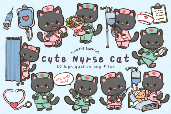Kawaii Cute Nurse Cat Clipart: Elevate Your Creative Projects