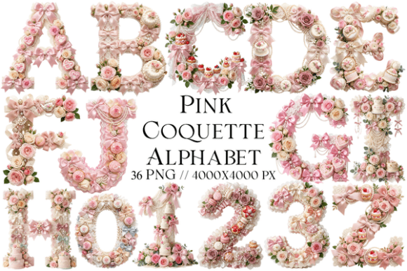 Pink Coquette Alphabet PNG: Designing with Delicate Feminine Charm