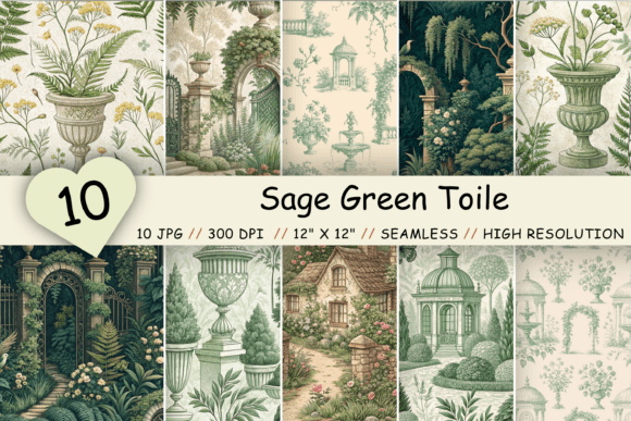 Sage Green Toile Digital Paper Pack: A Designer's Go-To