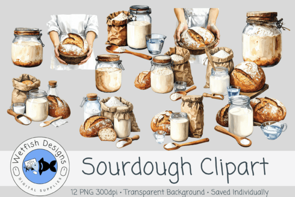 Sourdough PNG Watercolor Clipart: A Warm Touch for Kitchen Designs